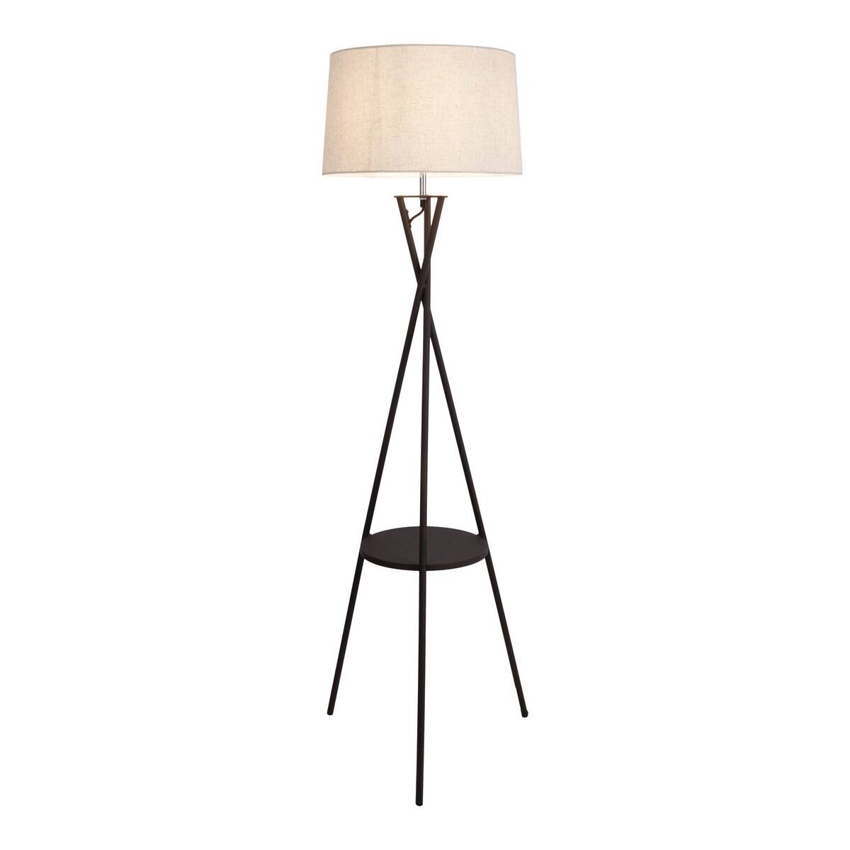 Näve Leuchten Stehlampe schwarz Textil Metall B/H/T/D: ca. 51x158x51x51 cm E27 1 Brennstellen