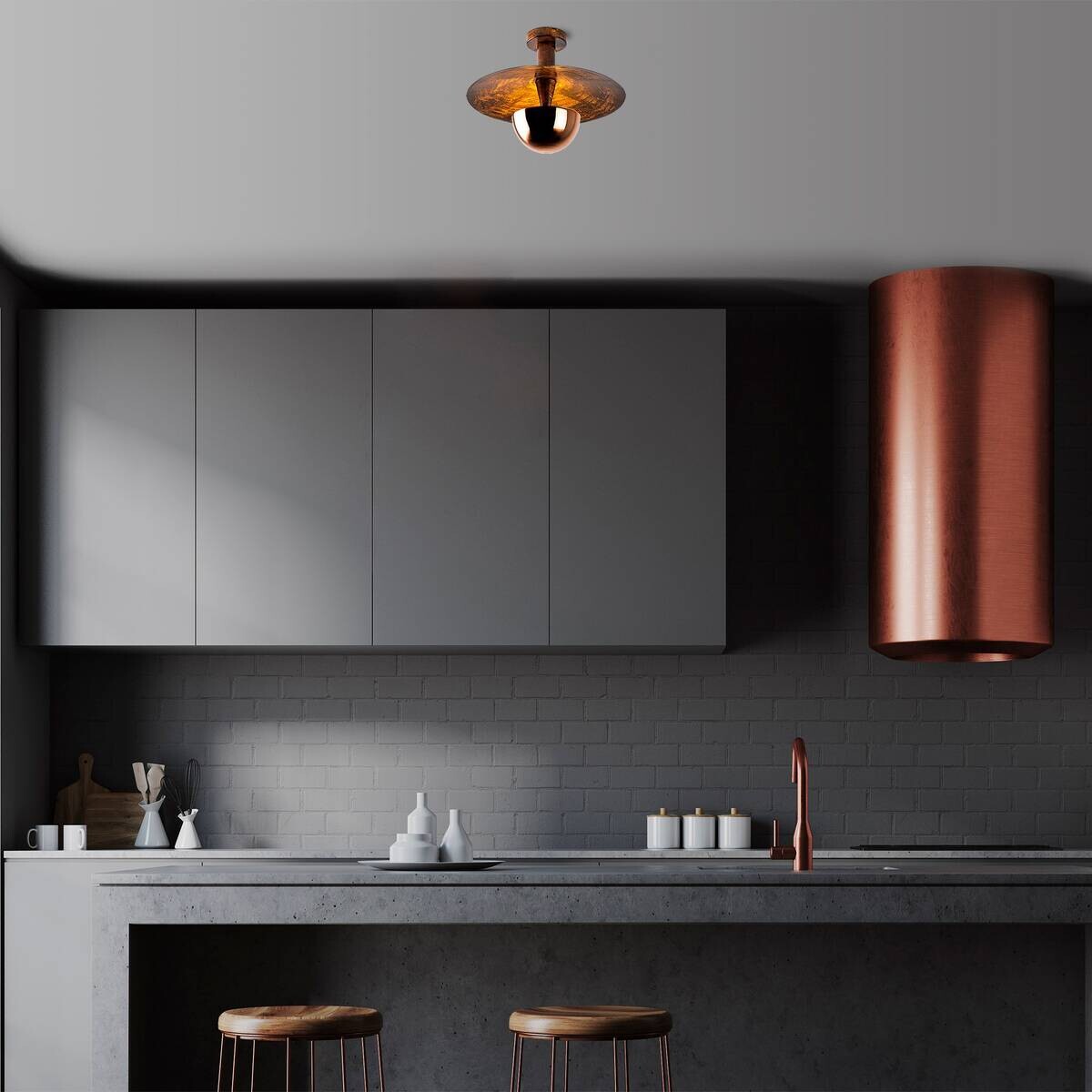 Opviq Deckenleuchte Kurt Kupfer Metall B/H/T/L/D: ca. 38x31x38x38x38 cm G9 1 Brennstellen