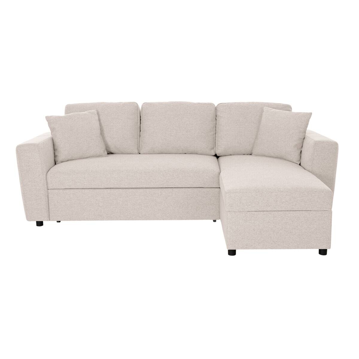 Ecksofa mit Bettfunktion und Bettkasten beige Webstoff B/H/T: ca. 234x86x144 cm