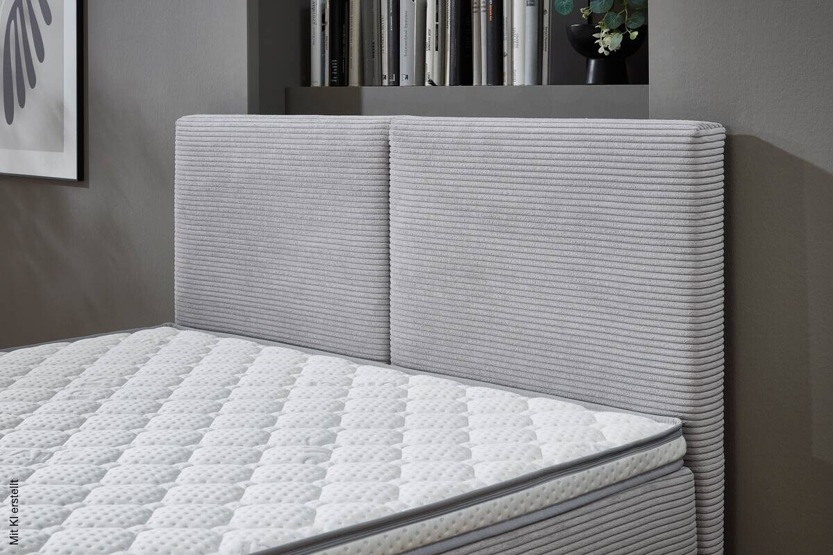 Boxspringbett Venedig inkl. integriertem Topper silber Liegefläche B/L: ca. 140x200 cm