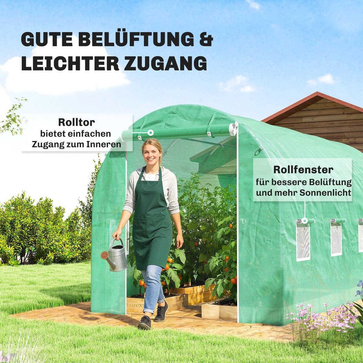 Outsunny Gewächshausfolie B/H/T/L: ca. 200x200x200x400 cm grün