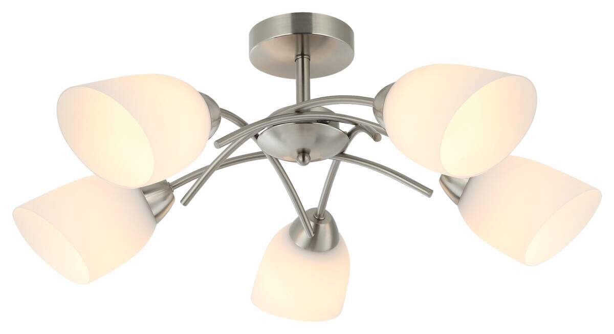 Lamkur Deckenleuchte Donna nickel Glas Metall H/L: ca. 26x45 cm E27 5 Brennstellen