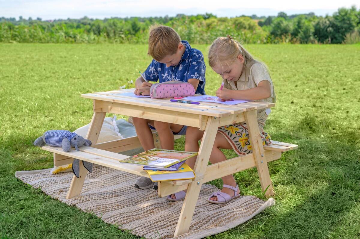 Timbela Kindersitzgarnitur M010 natur Holz B/H/L: ca. 90x50x90 cm