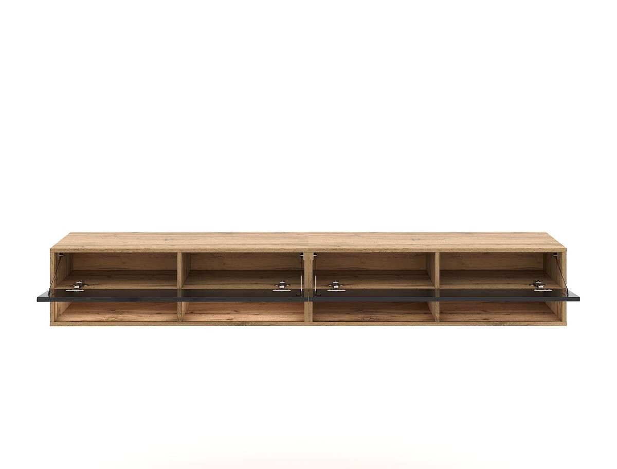 TV-Lowboard TV LOWBOARD DERBY 280 Eiche Wotan Nachbildung schwarz glänzend B/H/T: ca. 280x32,5x31,5 cm