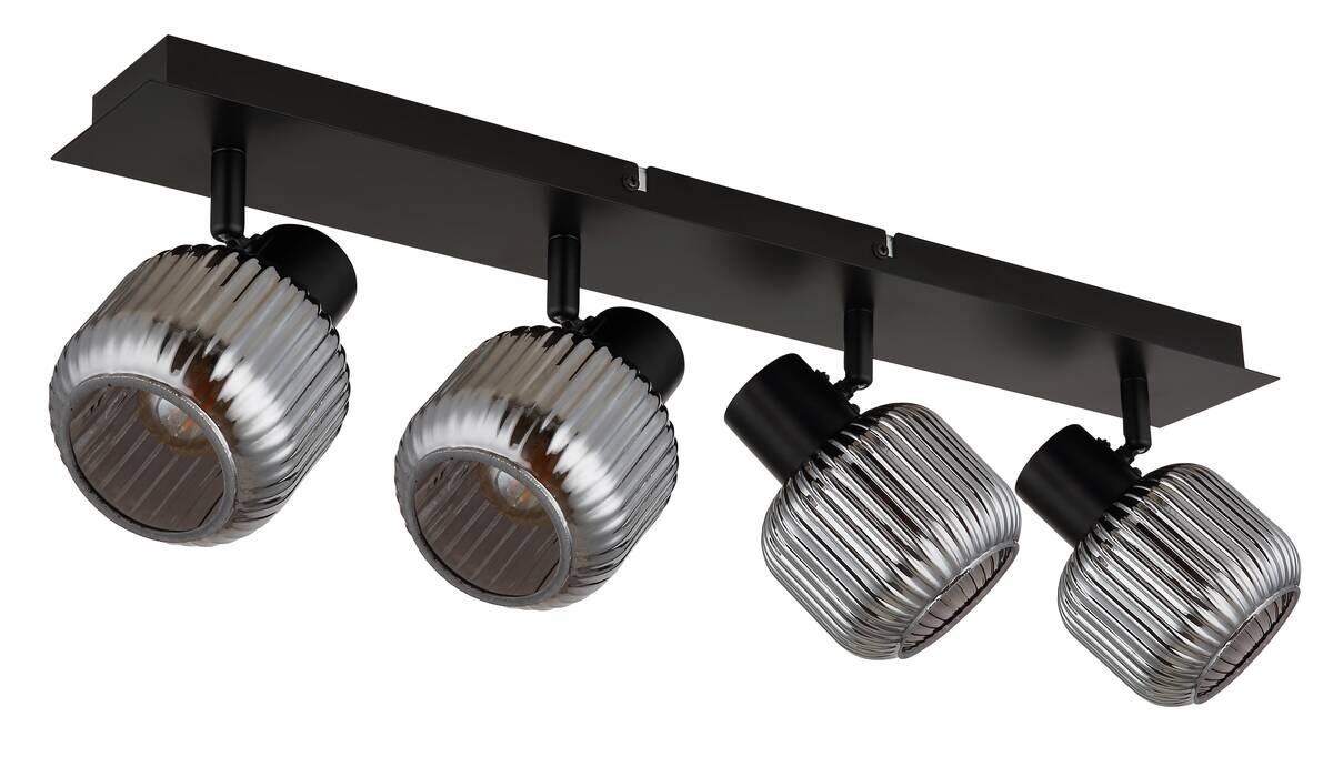 GLOBO Spot TOM 80500408 Rauch schwarz Glas Metall B/H/L: ca. 69,5x13,7x9,8 cm E14 4 Brennstellen
