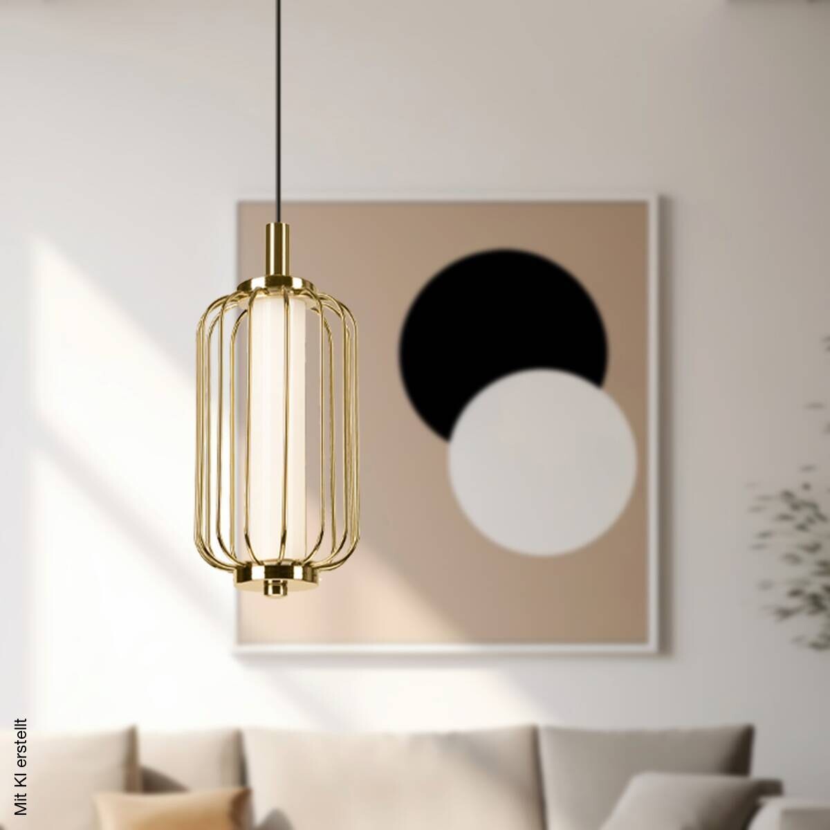 Lamkur Pendelleuchte gold Stahl B/H/L: ca. 12x120x12 cm GU10 1 Brennstellen