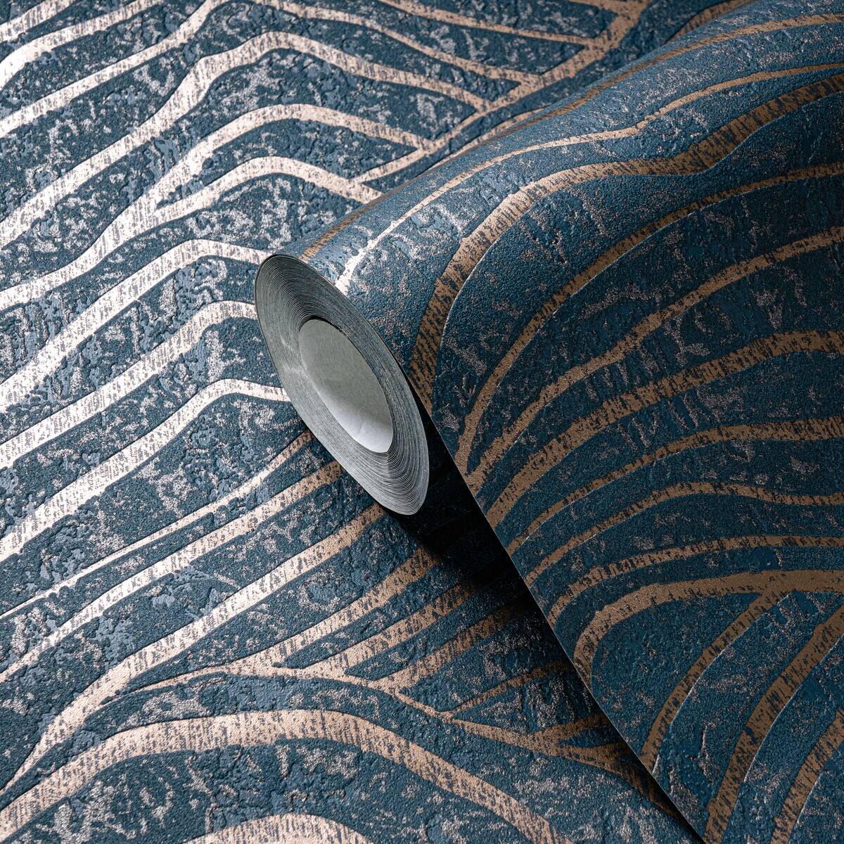 A.S.Creation Vliestapete dunkelblau gold B/H/D: ca. 53x1005x8,4 cm