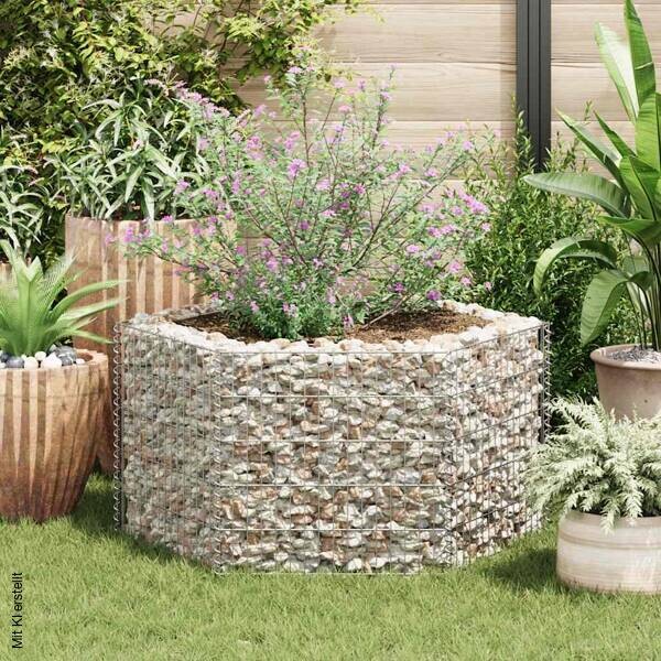 Gabionen-Hochbeet silber Stahl B/H/L: ca. 90x50x100 cm
