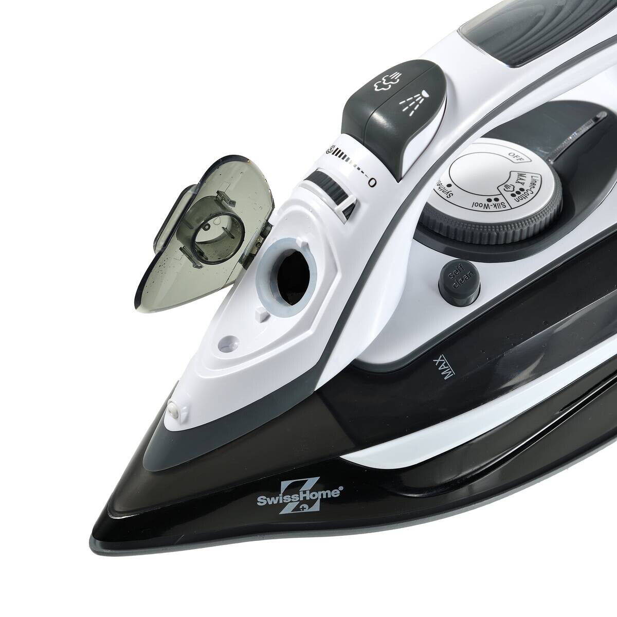 SWISS HOME Dampfbügeleisen SH-6896 schwarz weiß Keramik Kunststoff B/H/L: ca. 13x15,6x30,5 cm