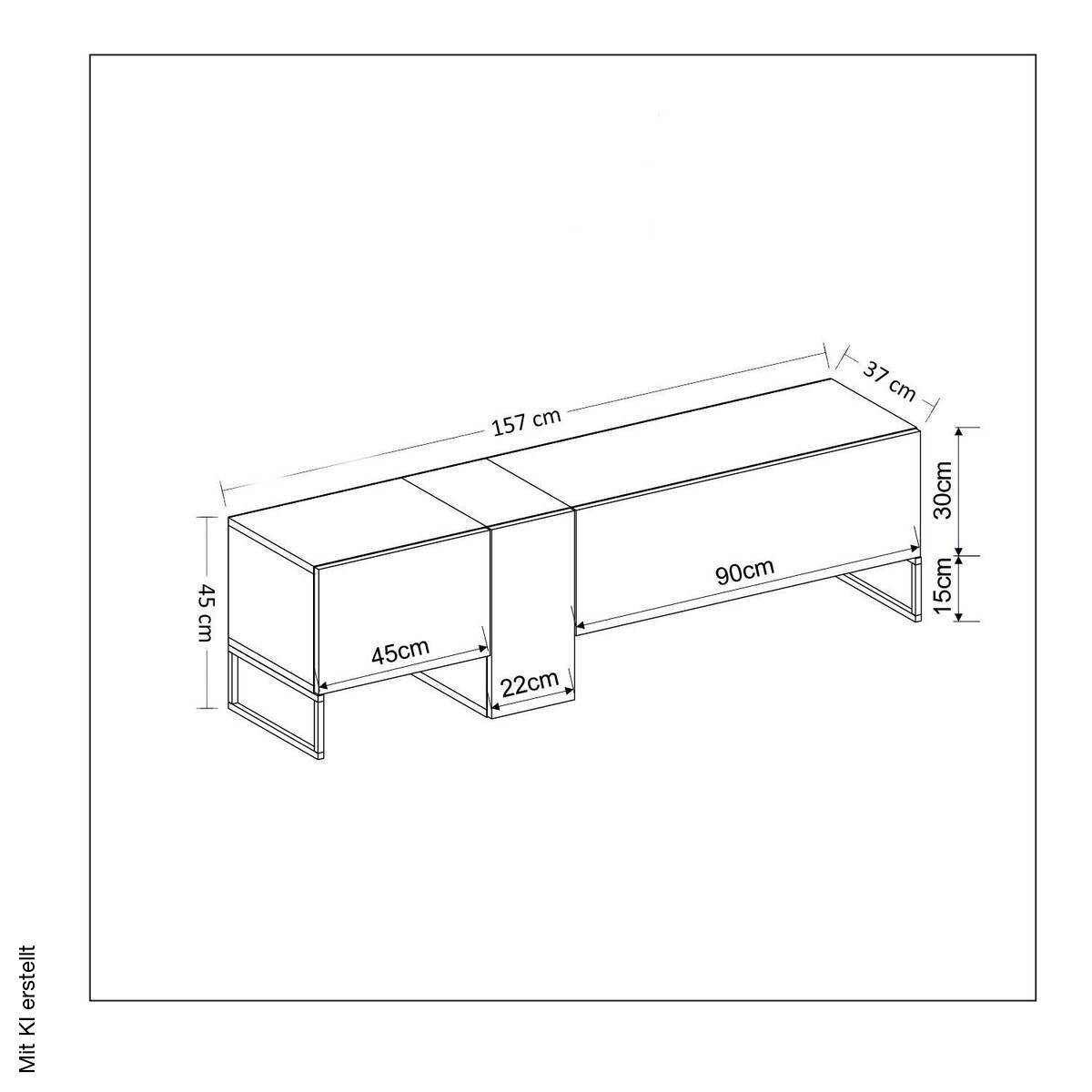 TV-Lowboard 9161 anthrazit Saphir B/H/T: ca. 157x45x37 cm