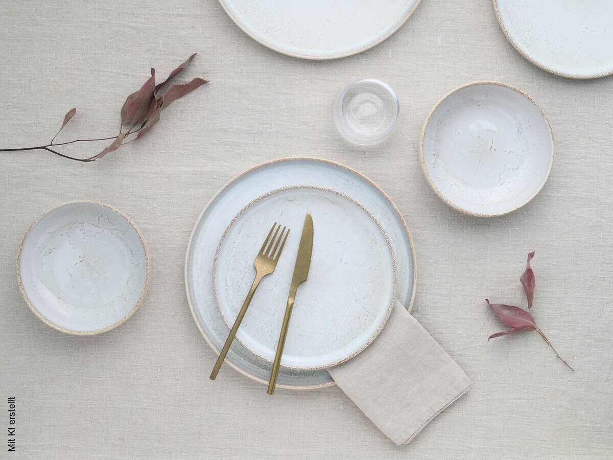 CreaTable Tafelservice Uno weiß Steinzeug 12 tlg.