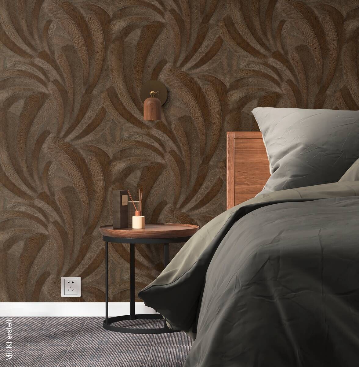Vliestapete Blätter bronze braun B/L: ca. 53x1005 cm glitzernd