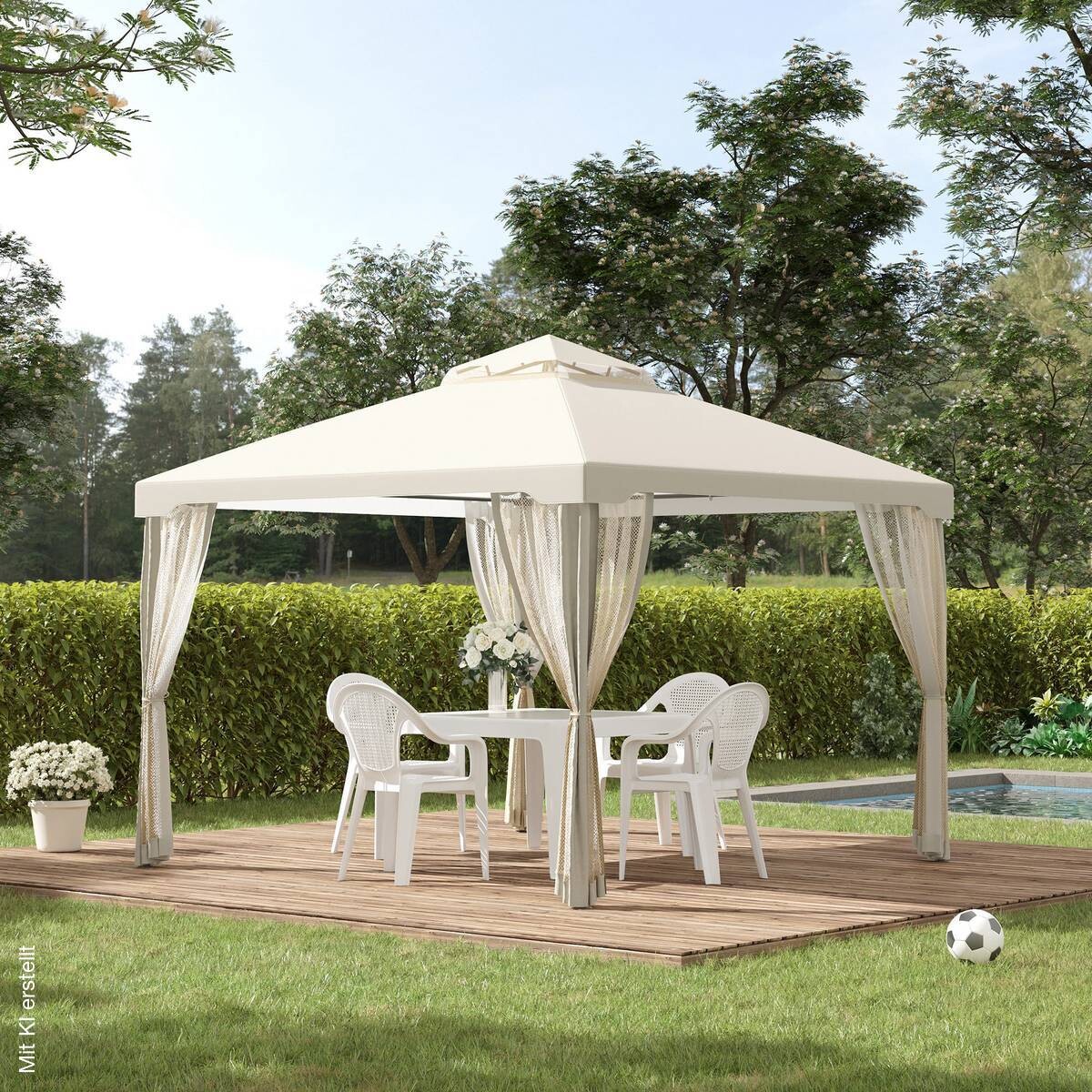 Outsunny Pavillon creme Polyester B/H/L: ca. 294x265x294 cm