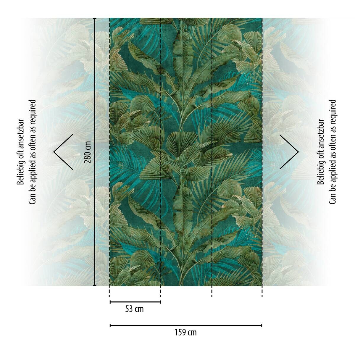 Livingwalls Fototapete Dschungel grün blau B/L: ca. 280x159 cm