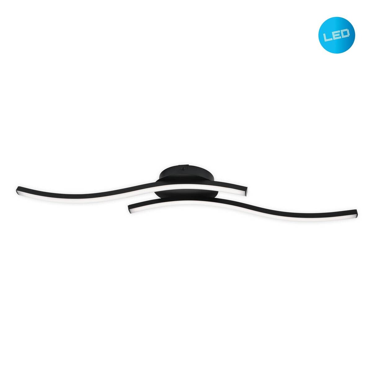 Näve Leuchten Deckenleuchte 1383122 schwarz Kunststoff Metall B/H/T: ca. 13x7,3x65 cm null 2 Brennstellen