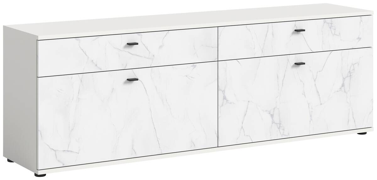 TV-Lowboard Stone weiß Marmoroptik B/H/T: ca. 180x62x41 cm