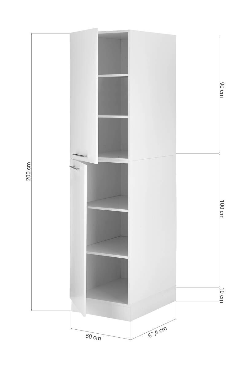 Respekta Hochschrank Clara weiß matt B/H/T: ca. 50x200x67,6 cm