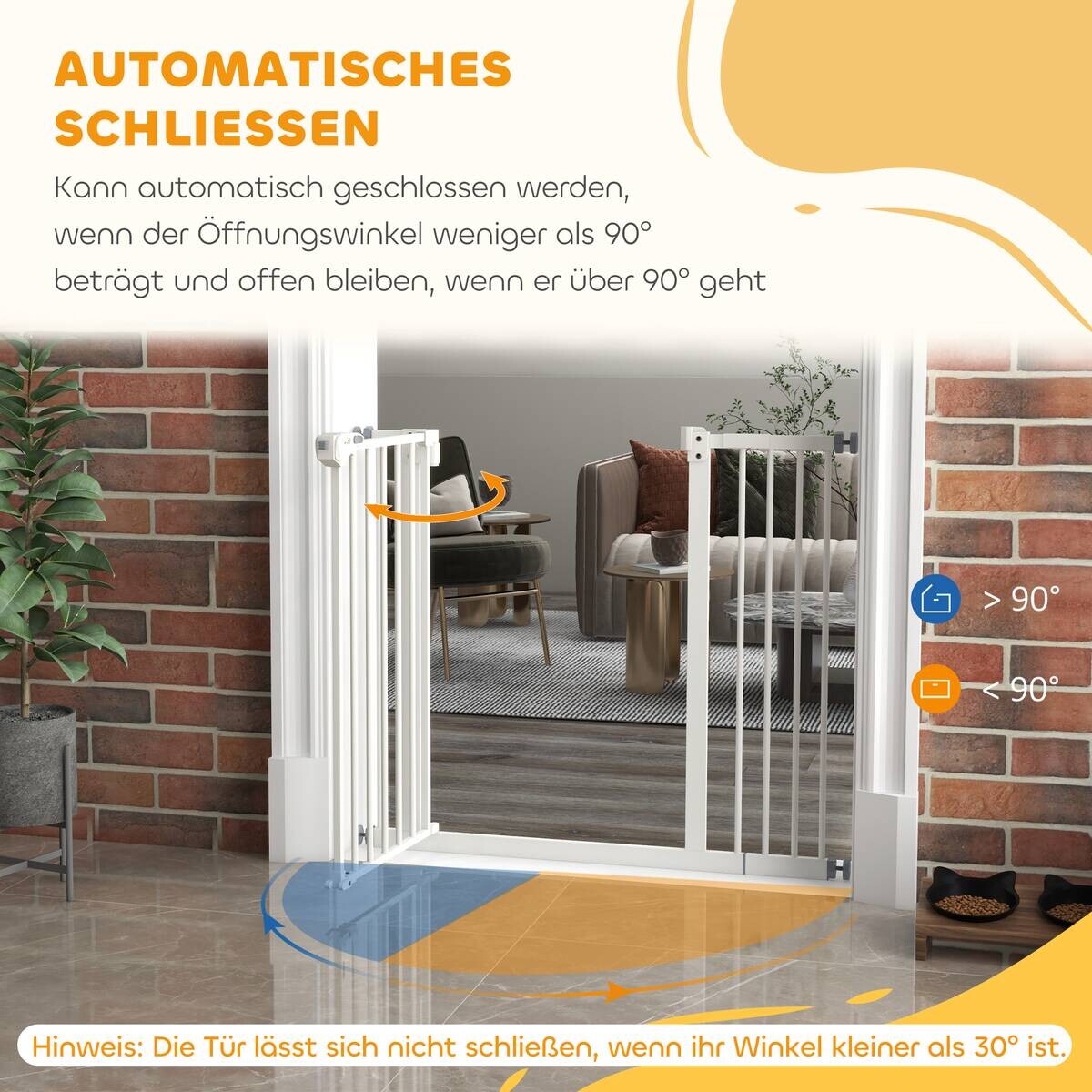 PawHut Türschutzgitter weiß B/H/L: ca. 2x77x94 cm