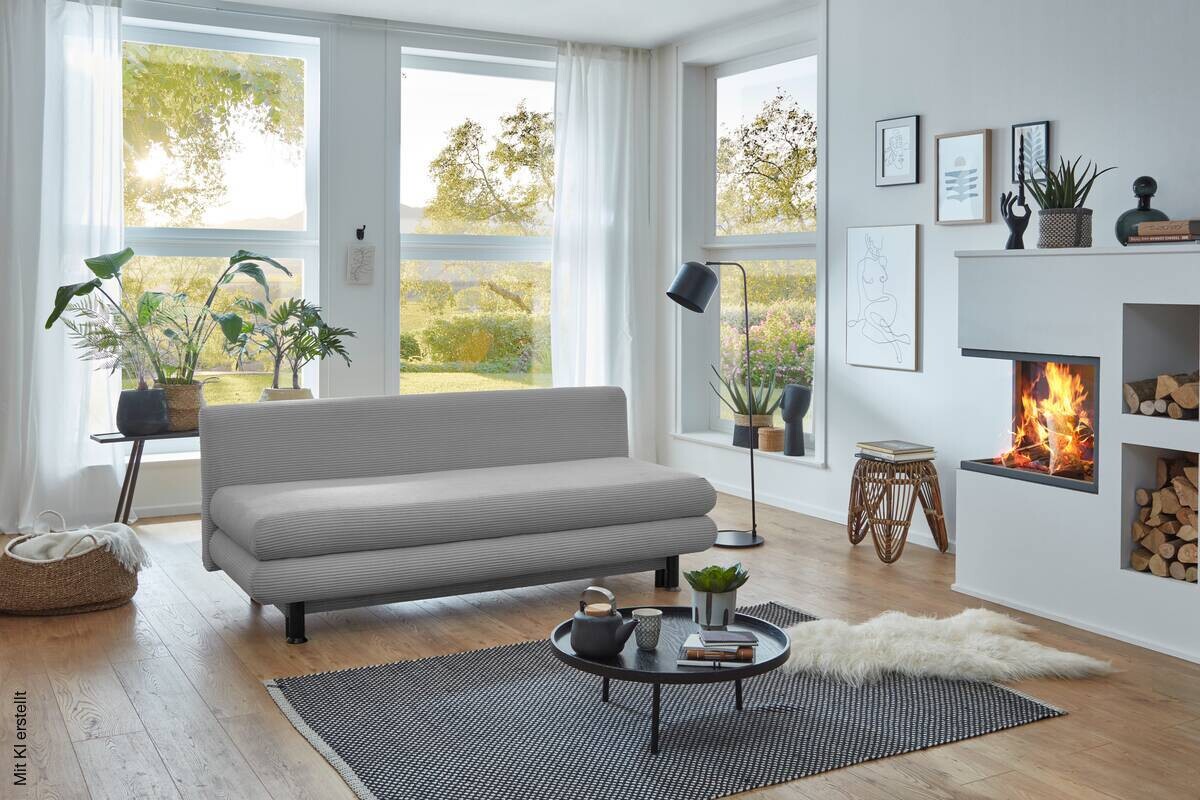 Schlafsofa Bern silber Microfaser B/H/T: ca. 190x93x92 cm