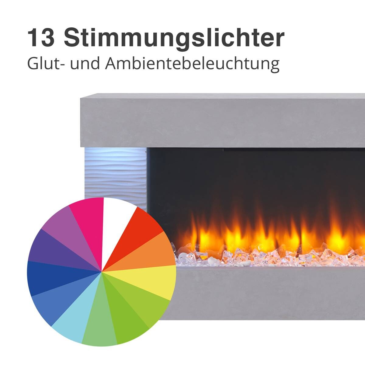 Balderia Wandkamin Helia grau MDF B/H/T: ca. 127x60x25 cm