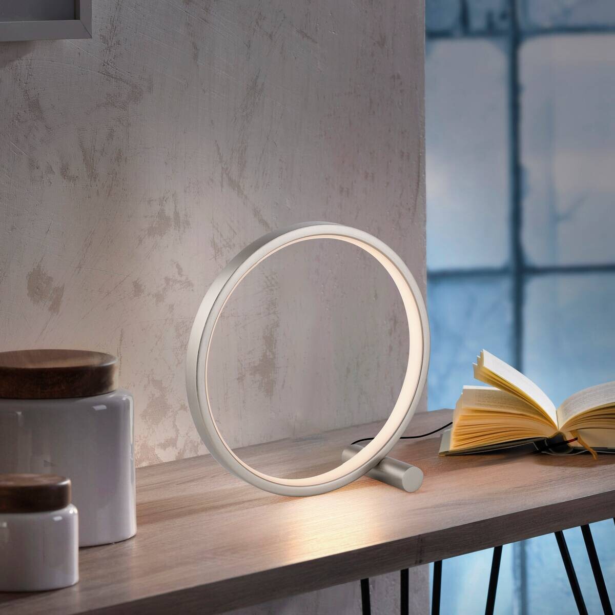Just Light LED-Tischlleuchte Mini-Ritus silber Eisen 1 Brennstellen