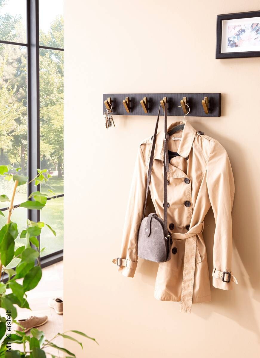 Wandgarderobe schwarz B/H/T: ca. 60x10x8 cm
