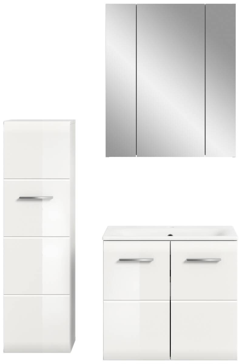 Badezimmer-Set Ice weiß weiß Hochglanz B/H/T: ca. 105x185x46 cm