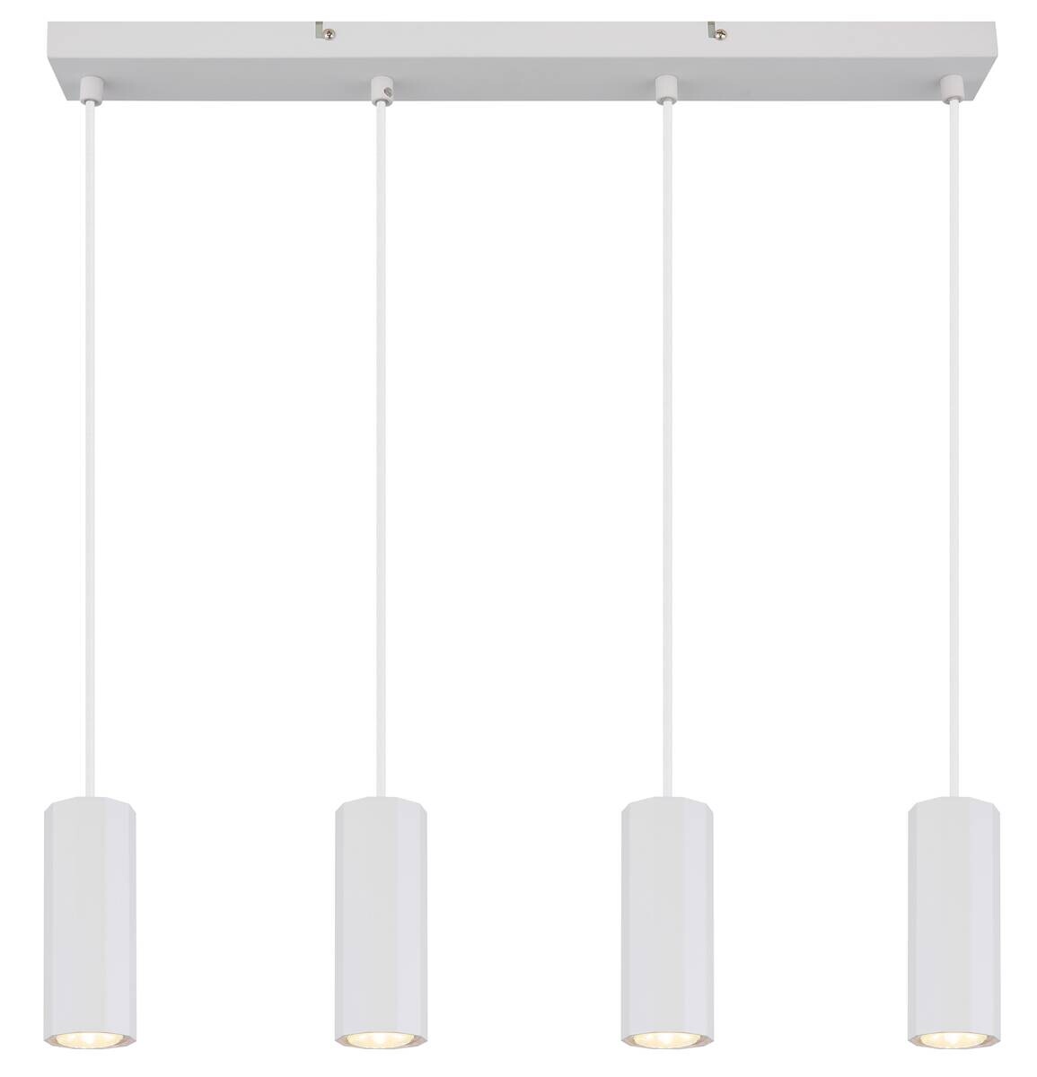 GLOBO Pendelleuchte JAMES 57918-4HW weiß Metall Kunststoff B/H/L: ca. 61x120x6 cm GU10 4 Brennstellen