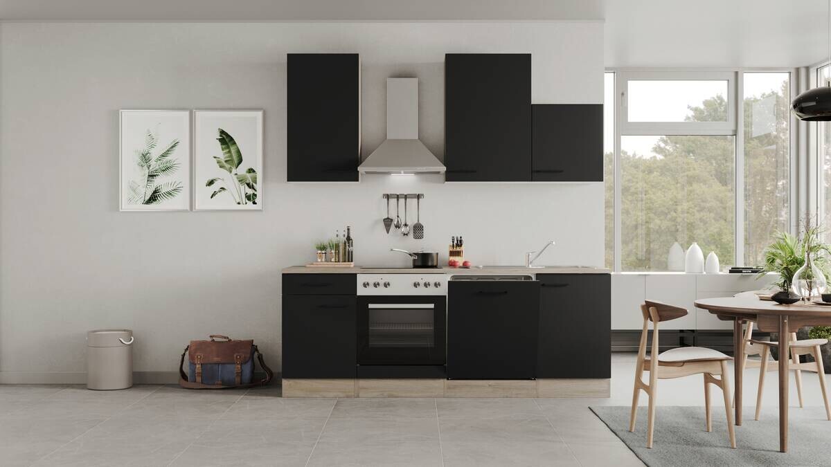 Küchenblock Capri schwarz matt B/H/T: ca. 220x234x60 cm