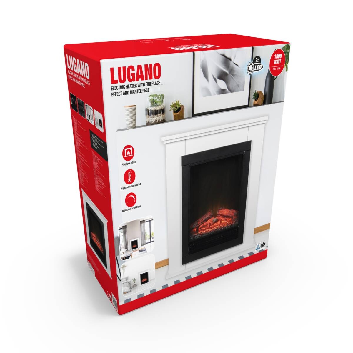 CLASSIC FIRE Elektrischer-Kamin 871125200410 weiß schwarz Glas Metall B/H/T: ca. 70x71x22 cm ca. 1800 W