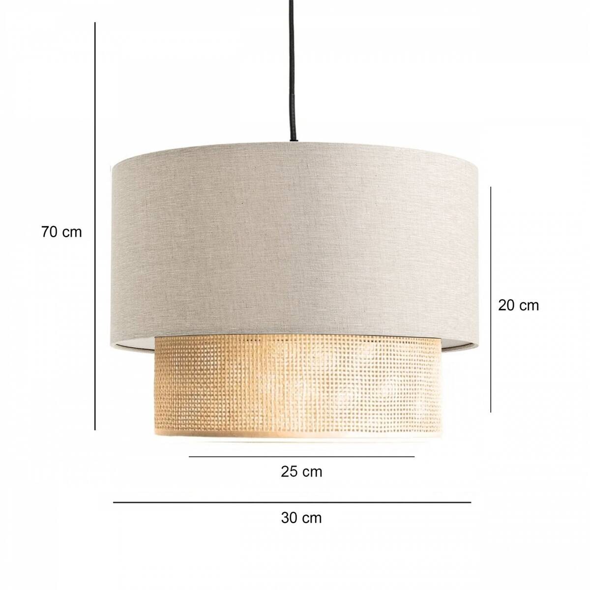 Opviq Pendelleuchte creme Stoff B/H/T/L/D: ca. 30x70x30x30x30 cm E27 1 Brennstellen