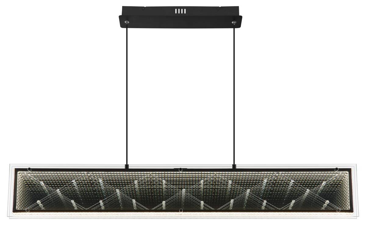 GLOBO Hängeleuchte klar schwarz Aluminium Glas Kunststoff B/H/L: ca. 8x120x113 cm 1 Brennstellen