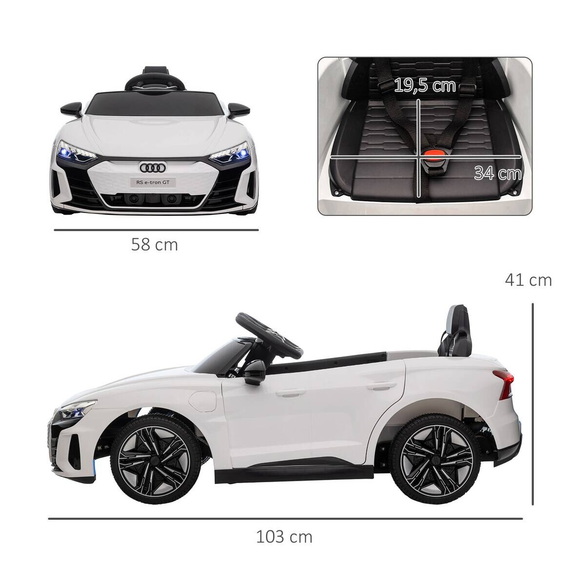 HOMCOM Kinderauto weiß B/H/L: ca. 58x103x41 cm