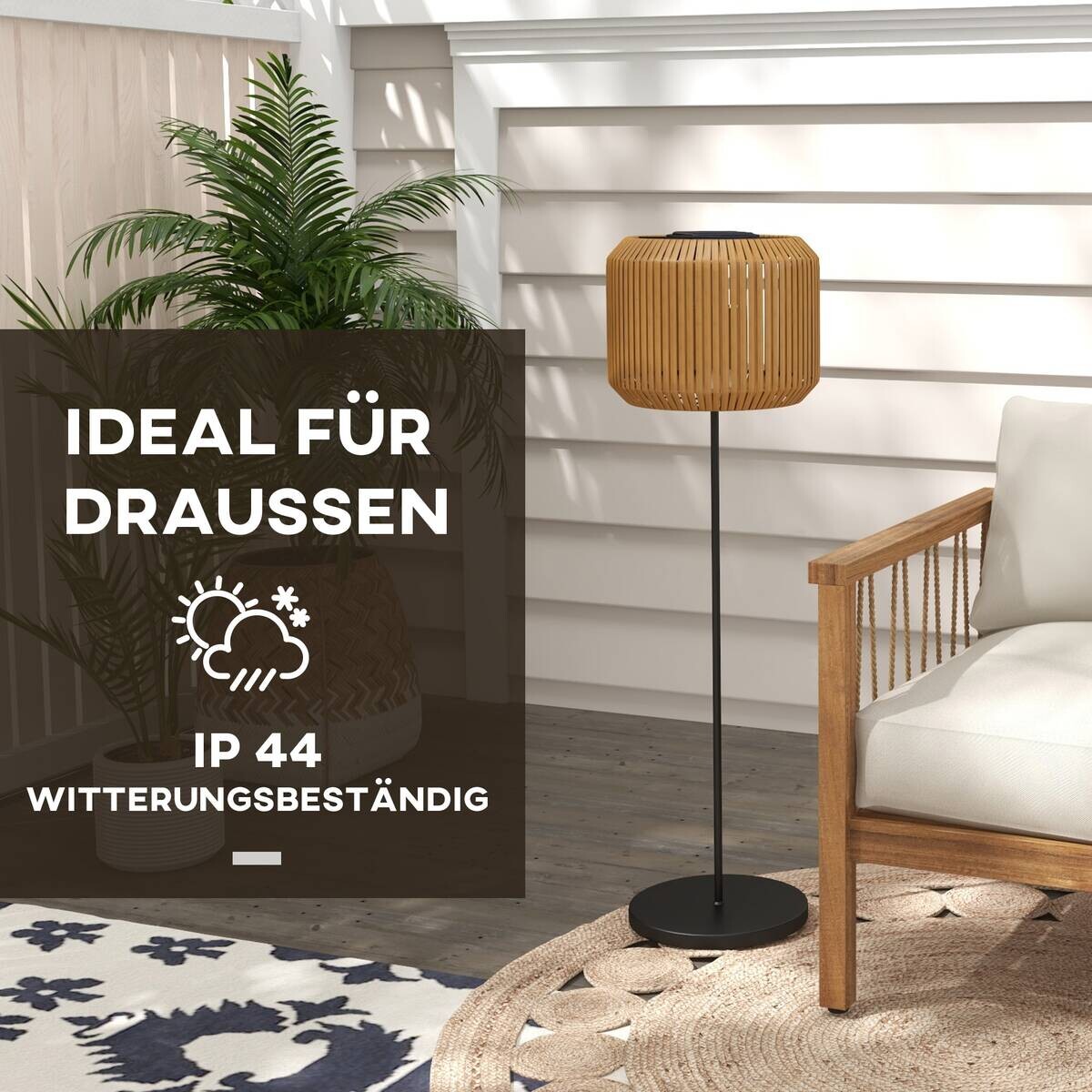 Solarleuchte 867-152V00YL gelb Edelstahl Polyrattan B/H/L: ca. 34x34x130 cm