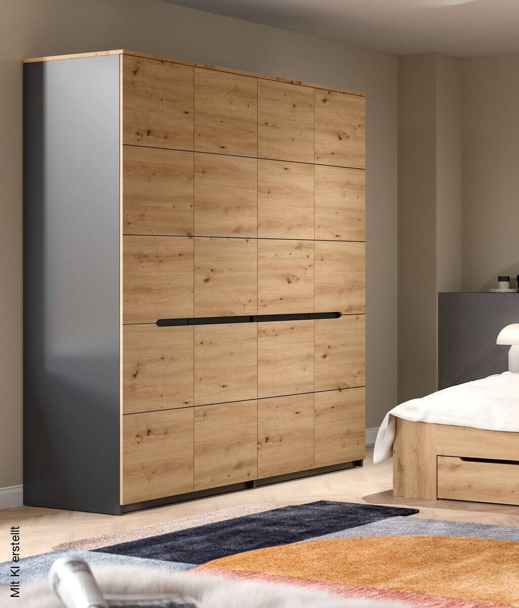 Kleiderschrank CANU basaltgrau Artisan Nachbildung B/H/T: ca. 180x198x59 cm