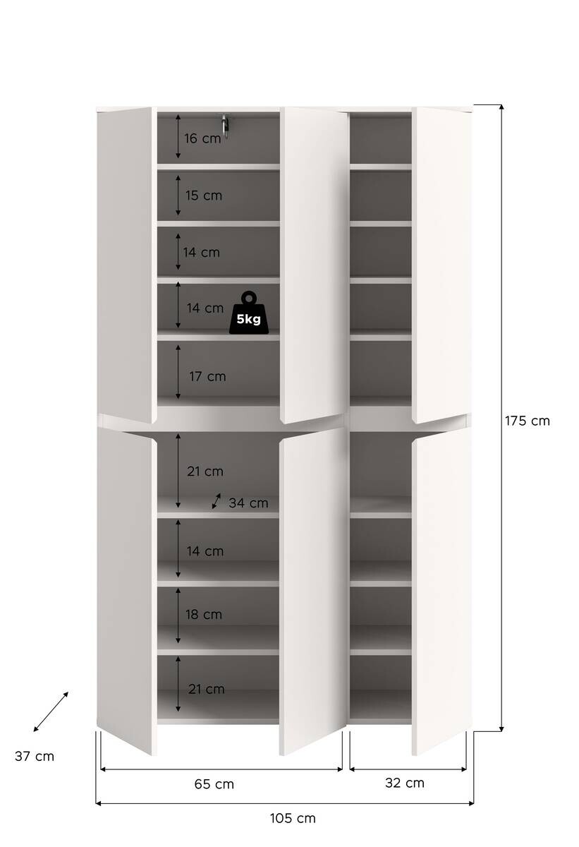 Schrank SCARPA weiß B/H/T: ca. 105x175x37 cm