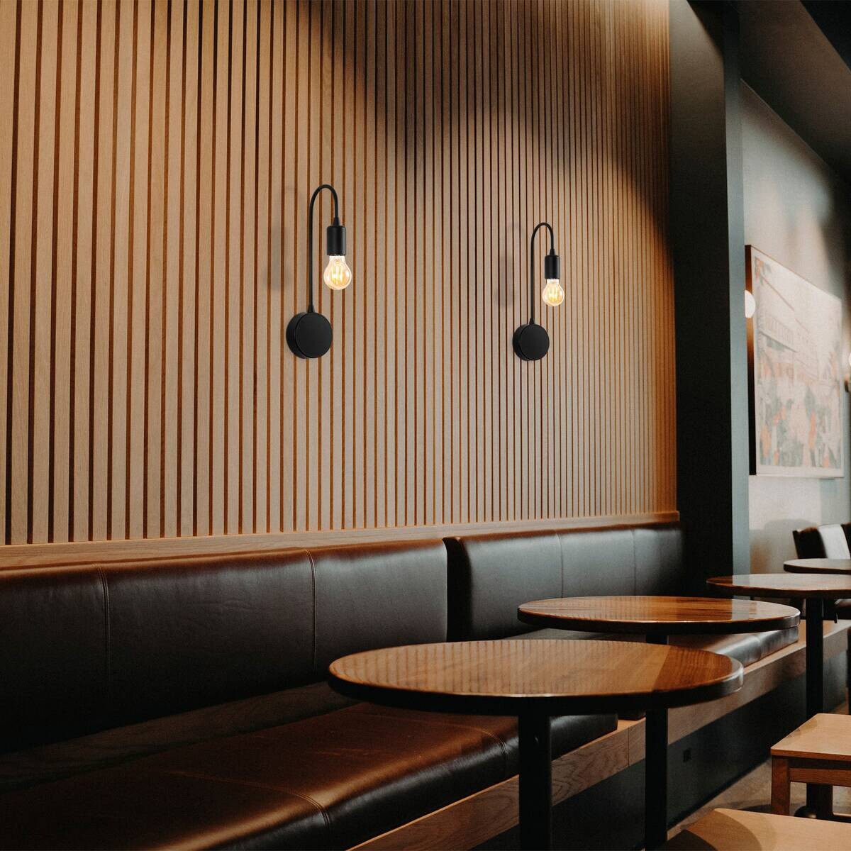 Opviq Wandleuchte schwarz Metall B/H/L: ca. 14x38x10 cm E27 1 Brennstellen