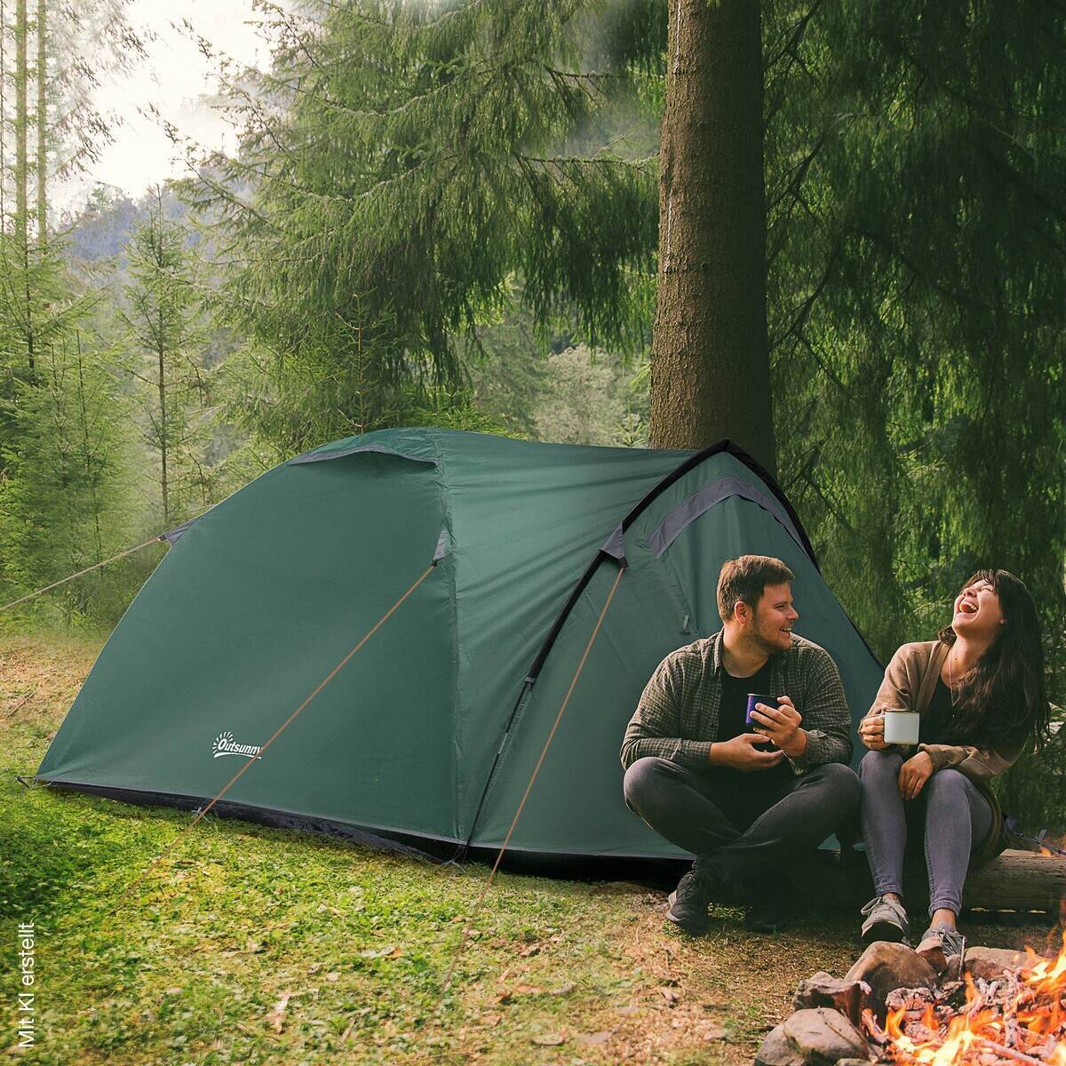 Outsunny Campingzelt grau Polyester B/H/L: ca. 183x130x325 cm