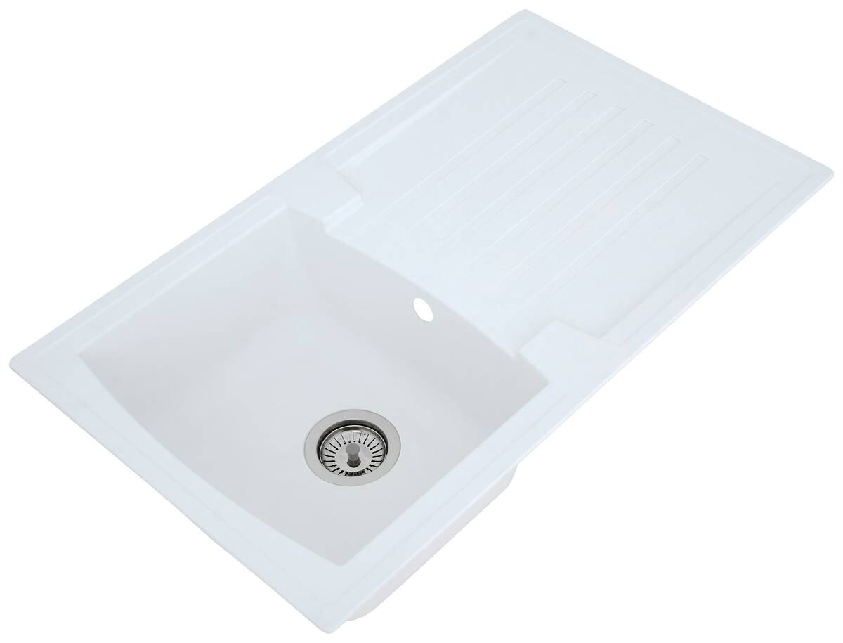 Respekta Einbauspüle Boston 86 x 50 W weiß Mineralite B/H/T: ca. 86x20x50 cm