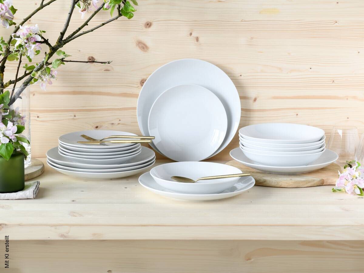 CreaTable Tafelservice Luna weiß Porzellan 18 tlg.