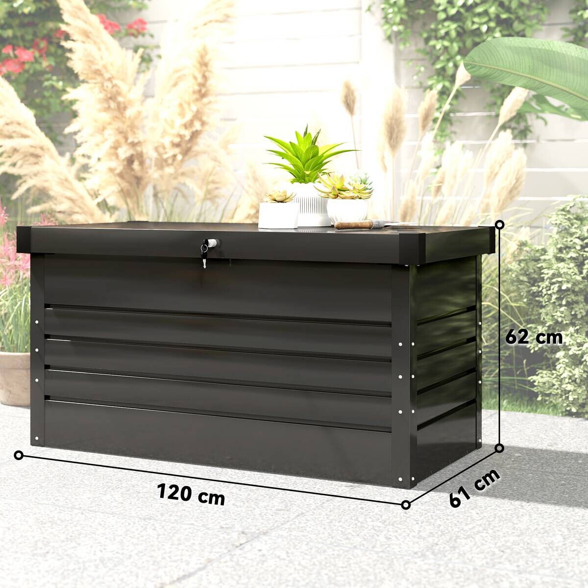 Outsunny Aufbewahrungsbox grau Stahl B/H/L: ca. 61x62x120 cm