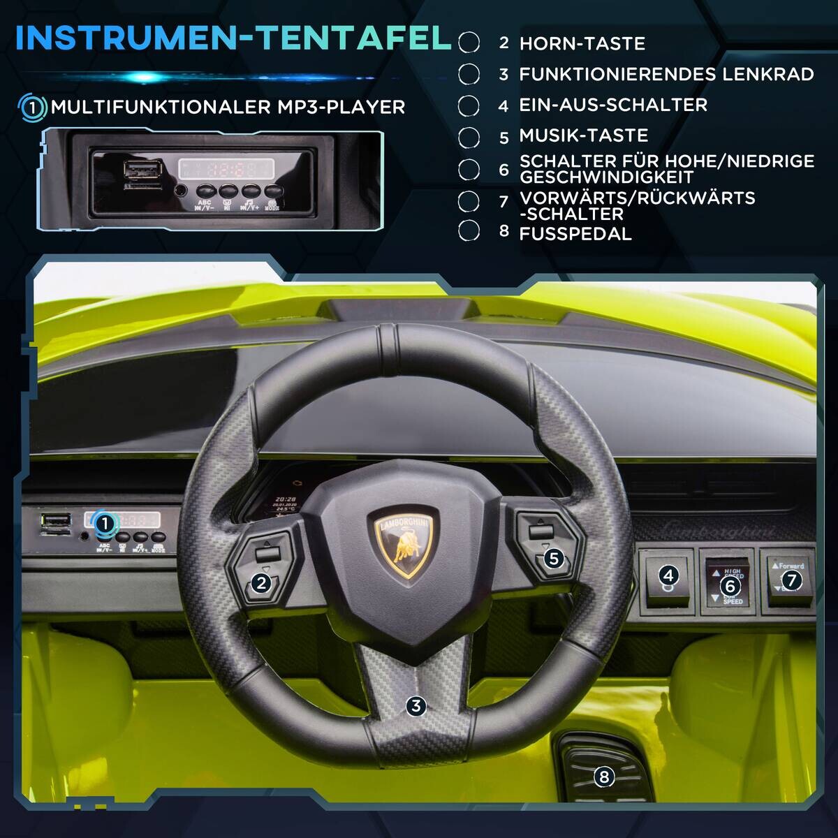 HOMCOM Kinder-Elektroauto grün B/H/L: ca. 62x40x108 cm