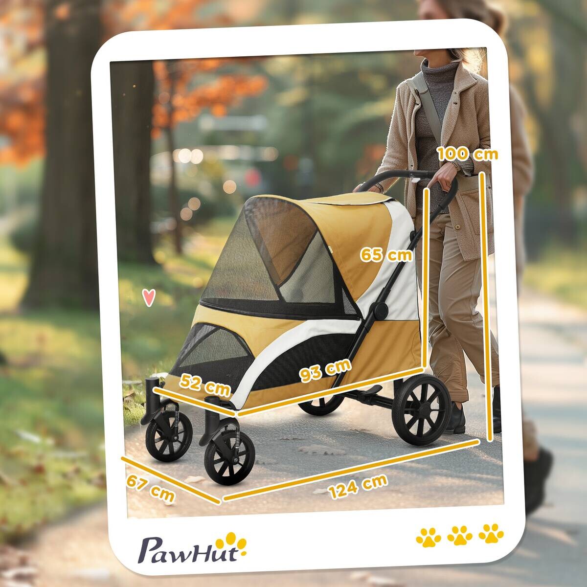 PawHut Hundewagen braun Stahl B/H/L: ca. 67x100x124 cm