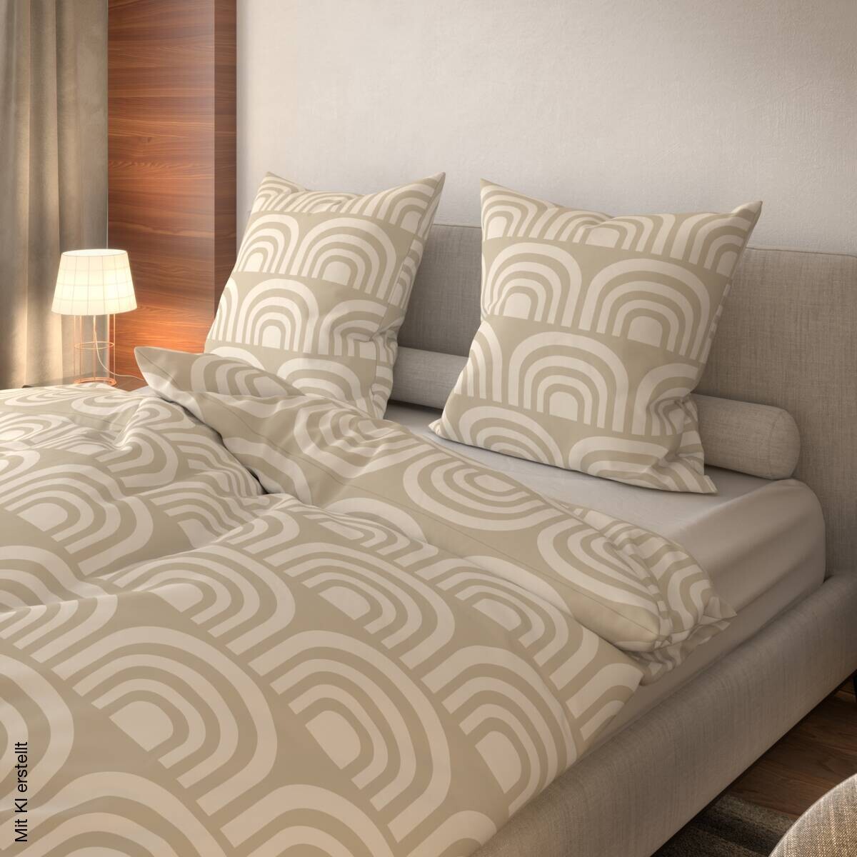 Baumwoll Bettwäsche beige natur 100% Baumwolle B/L: ca. 135x200 cm