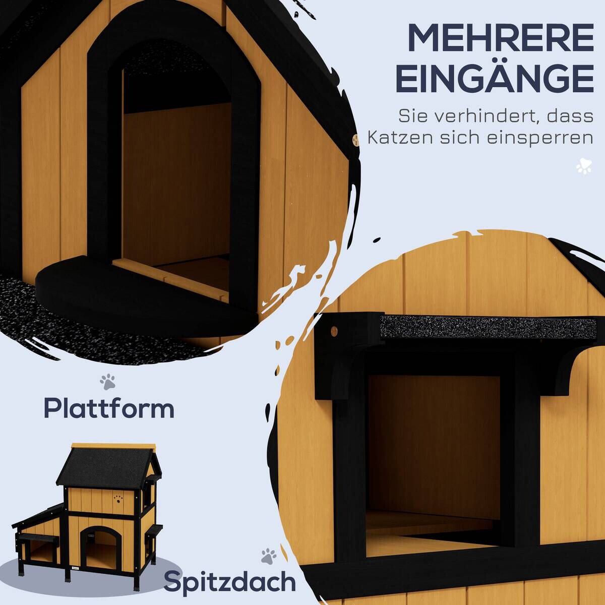 PawHut Katzen-Zubehör gelb Holz B/H/L: ca. 65x96x85,5 cm