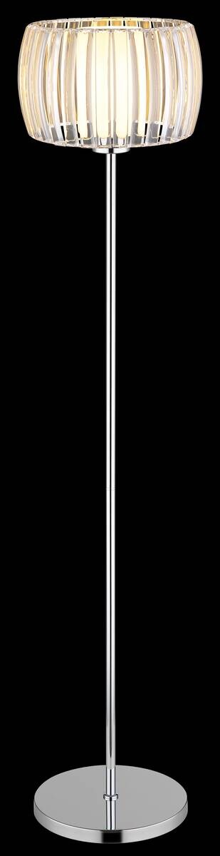 GLOBO Stehlampe Chrom Opal schwarz Glas Textil Metall H/D: ca. 150x32,5 cm E27 1 Brennstellen