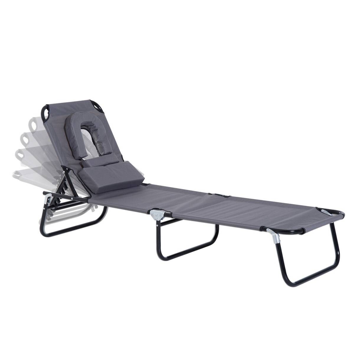 Outsunny Gartenliege grau Metall B/H/L: ca. 56x28x190 cm