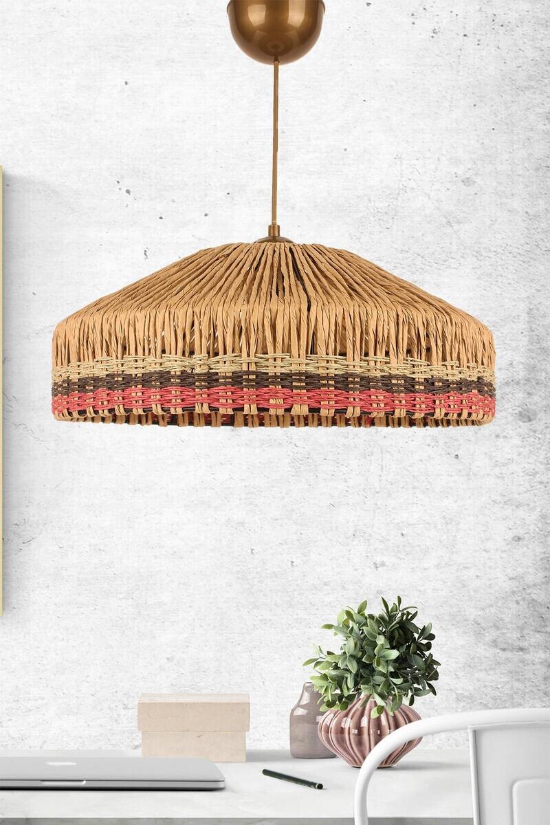 Opviq Pendelleuchte beige Metall B/H/T/L/D: ca. 38x55x38x38x38 cm E27 1 Brennstellen