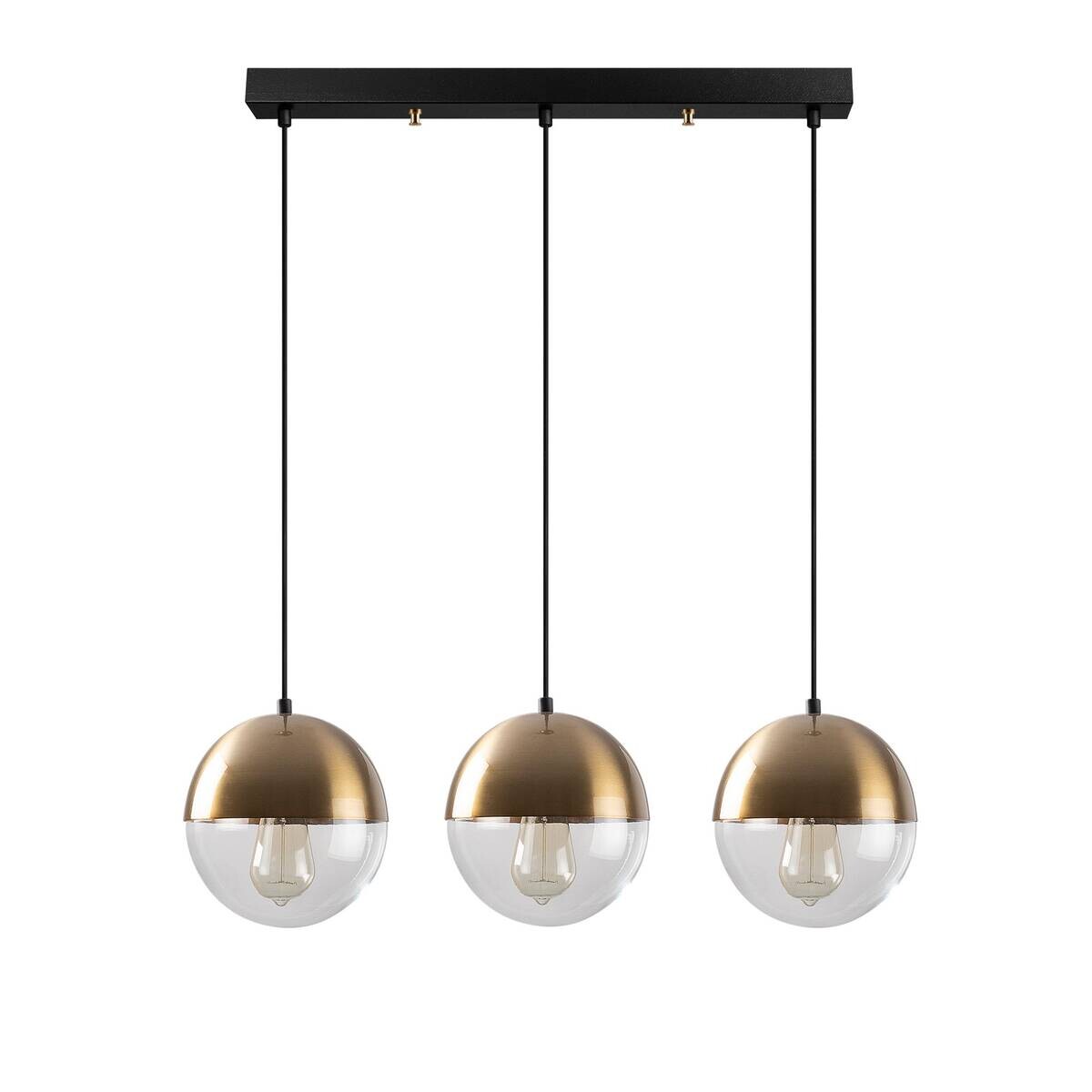 Opviq Pendelleuchte transparent messing B/H/T: ca. 70x111x20 cm E27 3 Brennstellen