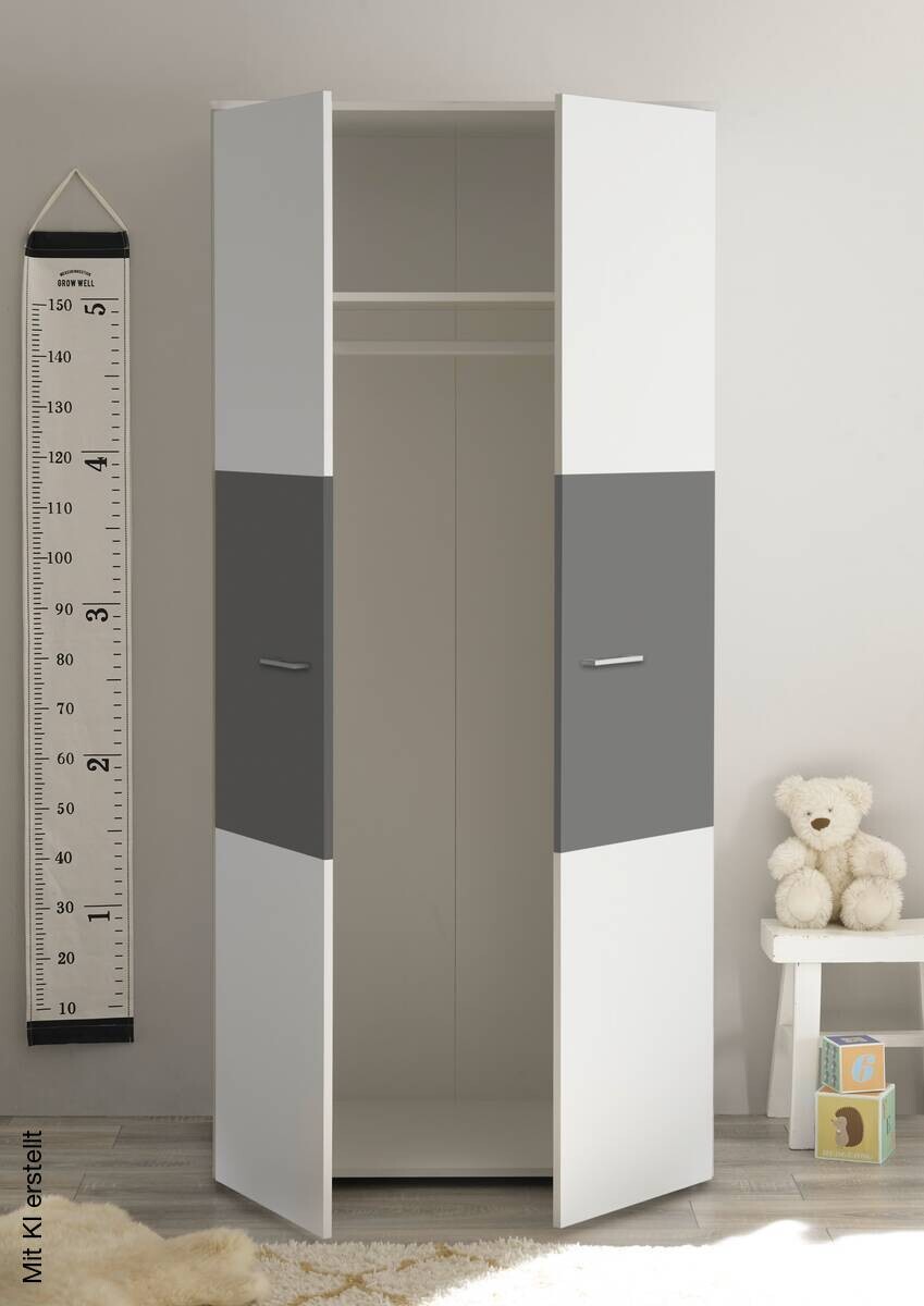 Kleiderschrank Alex weiß Graphit B/H/T: ca. 90x195x60 cm